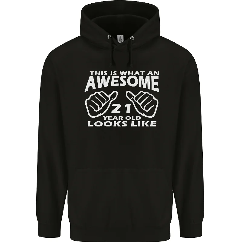 21st Birthday 21 Year Old This Is What Mens 80% Cotton Hoodie Hoodie with Slit Hem Functional Movement