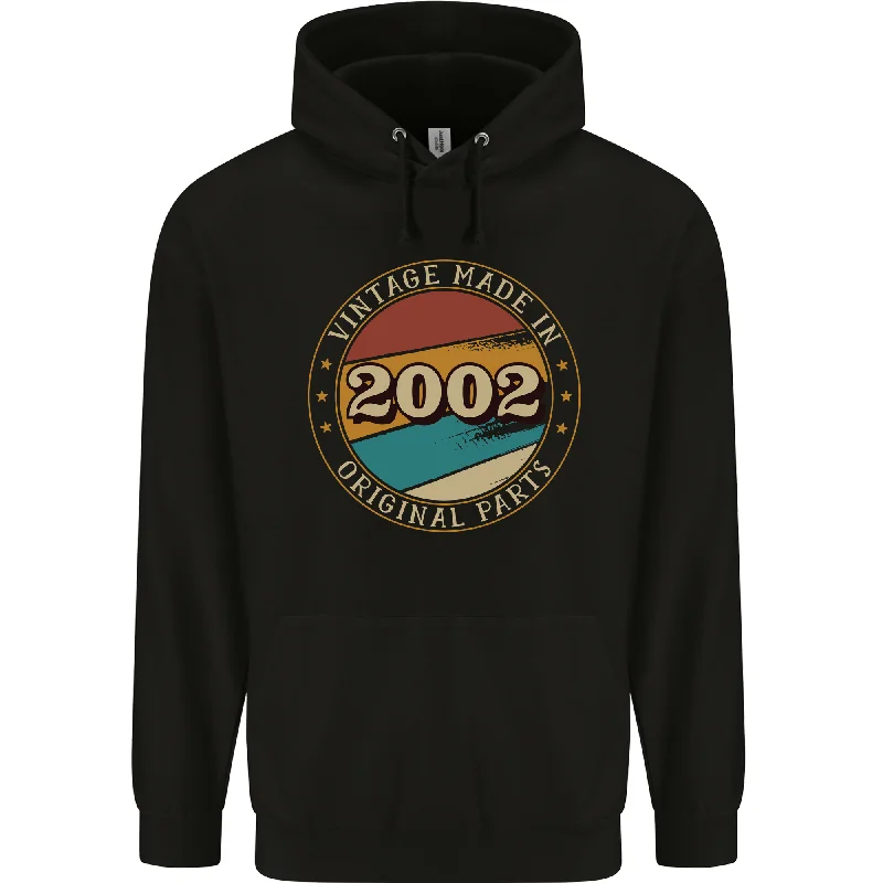 22nd Birthday  Vintage Made In 2002 Mens 80% Cotton Hoodie Hoodie with Elastic Waist Stretchable Comfortable