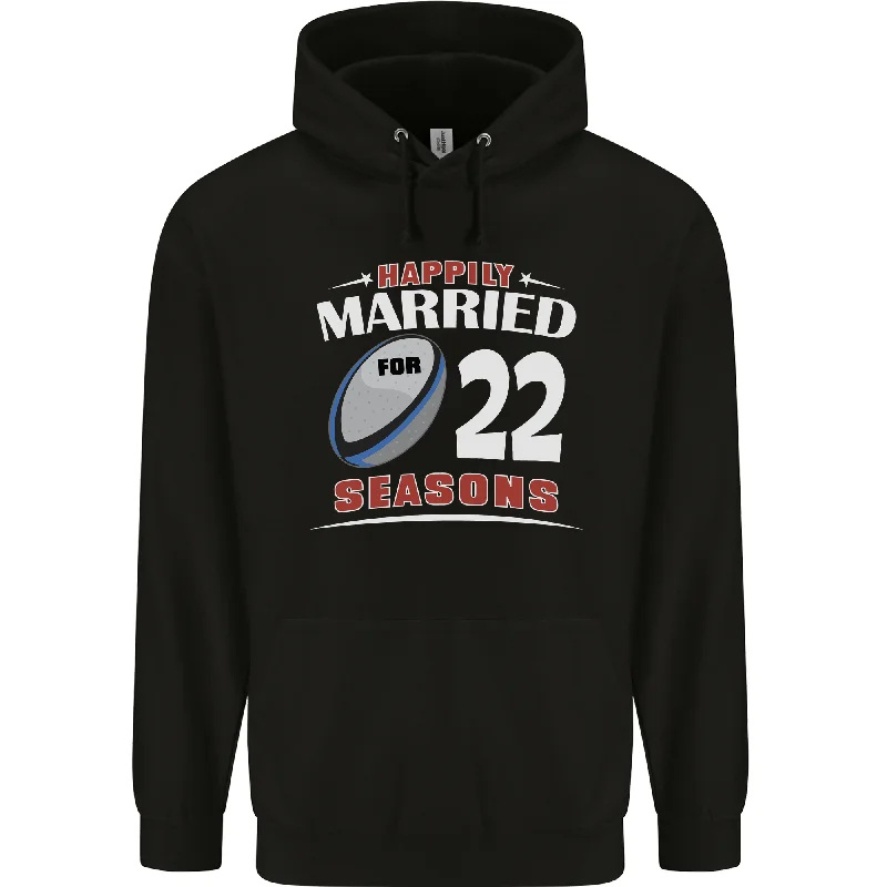 22 Year Wedding Anniversary 22nd Rugby Mens 80% Cotton Hoodie Hoodie with Full-Zip Functional Layering