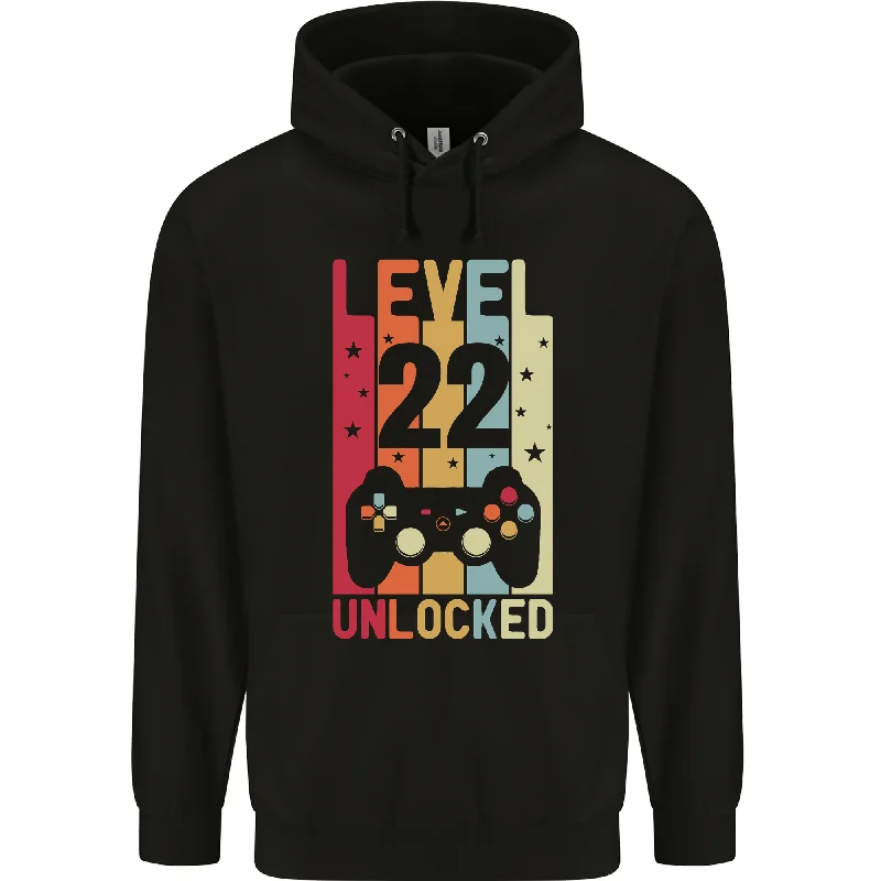 22nd Birthday 22 Year Old Level Up Gaming Mens 80% Cotton Hoodie Hoodie Sweatshirt Pullover