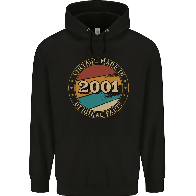 23rd Birthday  Vintage Made In 2001 Mens 80% Cotton Hoodie Hoodie with Hem Contrast Bold Stylish