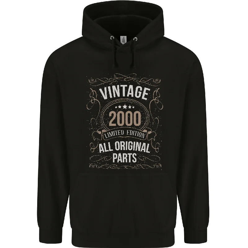 24th Birthday Limited Edition 2000 Mens 80% Cotton Hoodie Hoodie with Distressed Vintage Worn