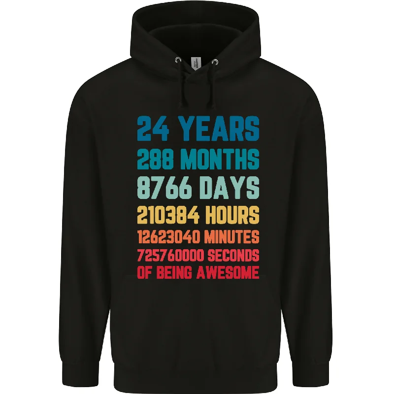 24th Birthday 24 Year Old Mens 80% Cotton Hoodie Hoodie with Pastel Soft Subtle