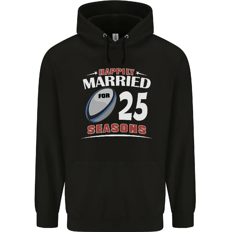 25 Year Wedding Anniversary 25th Rugby Mens 80% Cotton Hoodie Hoodie with Patch Decorative Personalized