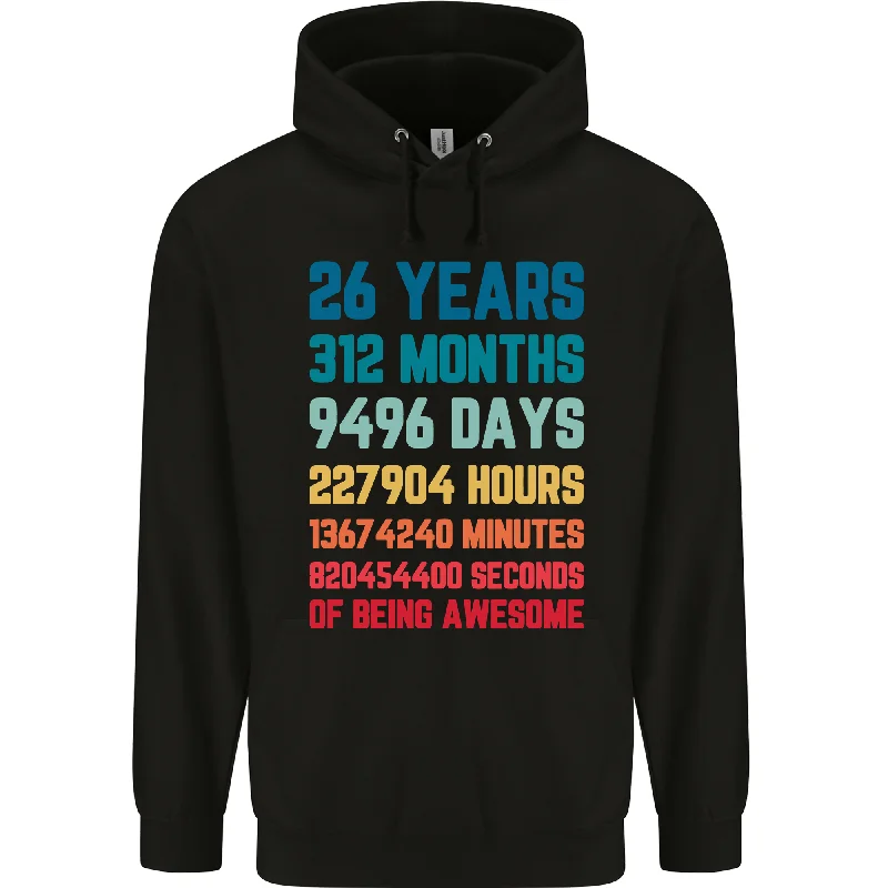 26th Birthday 26 Year Old Mens 80% Cotton Hoodie Hoodie with Reflective Safety Nightwear