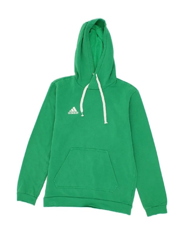 ADIDAS Mens Hoodie Jumper Small Green Cotton Hoodie with Cropped Fit Short Trendy