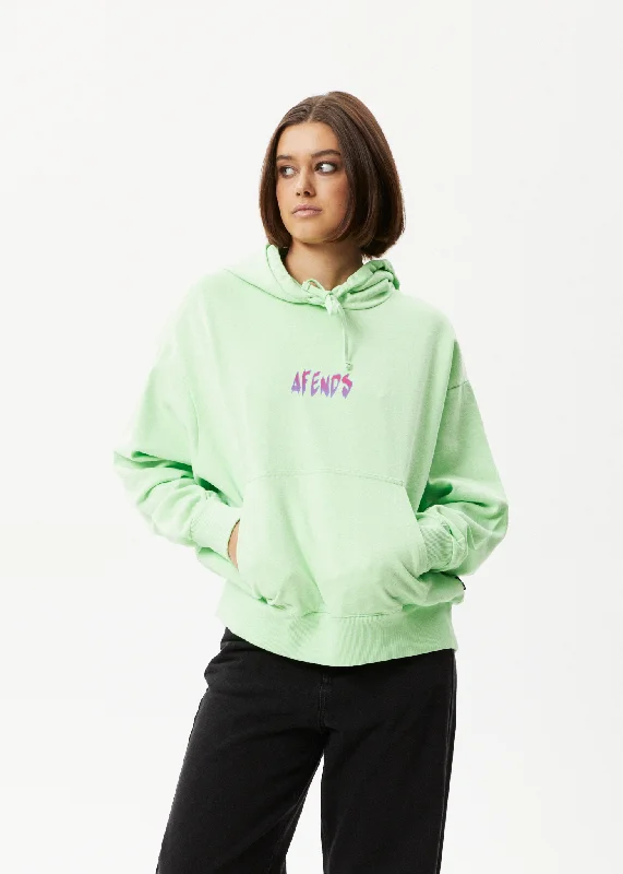 AFENDS Womens Electric - Hoodie - Lime Green Hoodie with Stripes Bold Sporty