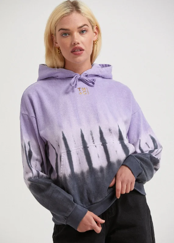 AFENDS Womens Moonshadow - Washed Hoodie - Plum Hoodie with Set-In Sleeves Structured Classic