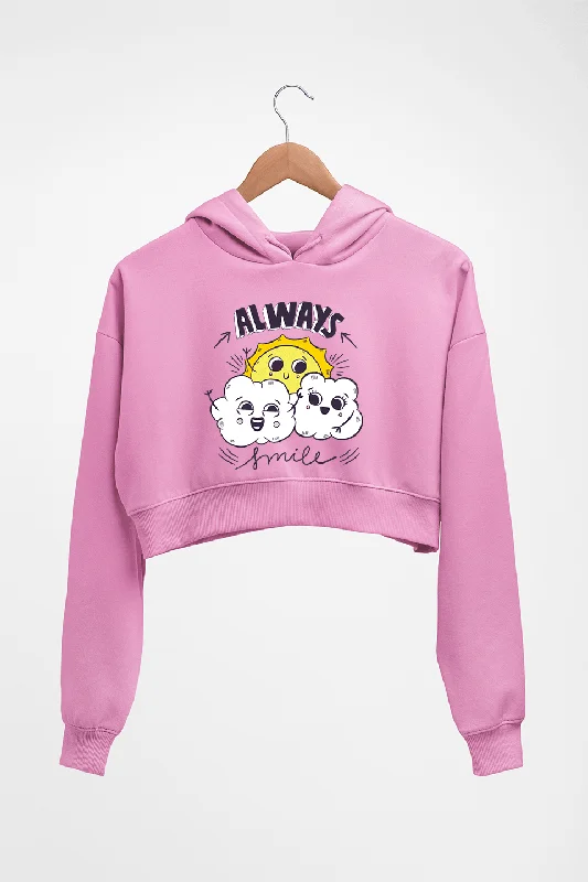 Always Smile Crop HOODIE FOR WOMEN Hoodie with Hem Elastic Stretchable Comfortable