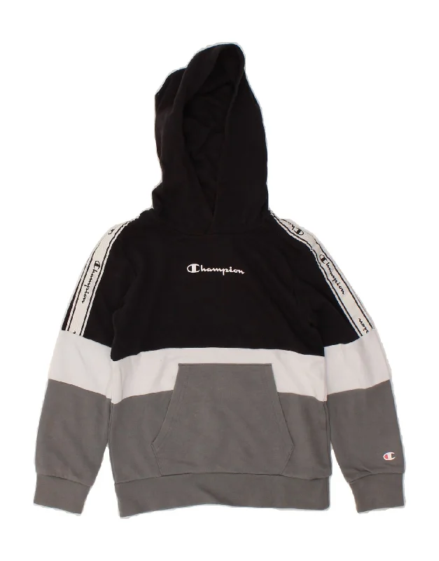 CHAMPION Boys Graphic Hoodie Jumper 7-8 Years Small Multicoloured Hoodie with Tied Waist Feminine Flattering