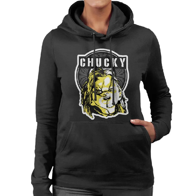 Chucky Negative Character Head Women's Hooded Sweatshirt Cotton Hoodie Fleece Lining Warmth
