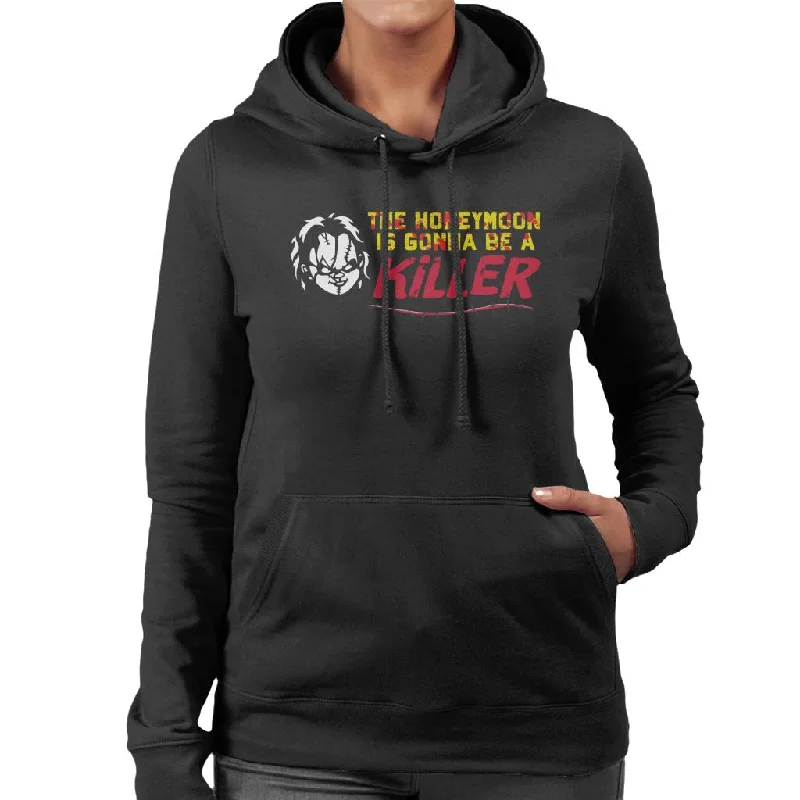 Chucky The Honeymoon Is Gonna Be A Killer Women's Hooded Sweatshirt Hoodie with Cuffed Sleeves Snug Secure