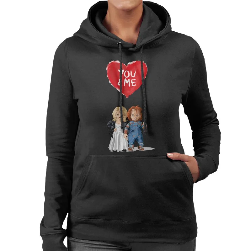 Chucky Tiffany Valentine You And Me Women's Hooded Sweatshirt Hoodie with Oversized Fit Loose Comfortable