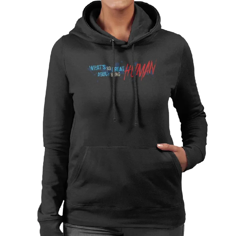 Chucky Whats So Great About Being Human Women's Hooded Sweatshirt Hoodie with Bell Sleeves Flared Feminine
