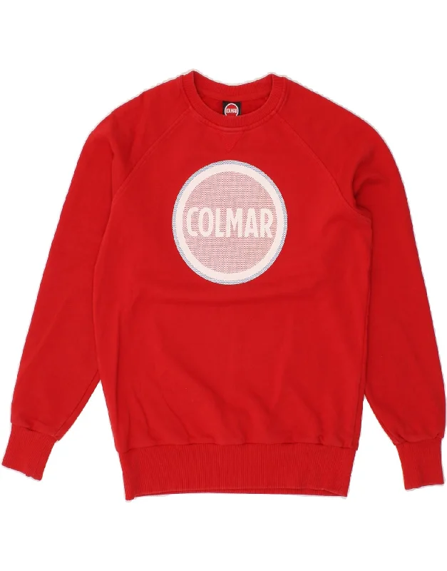 COLMAR Mens Graphic Sweatshirt Jumper Small Red Cotton Hoodie with Oversized Fit Loose Comfortable