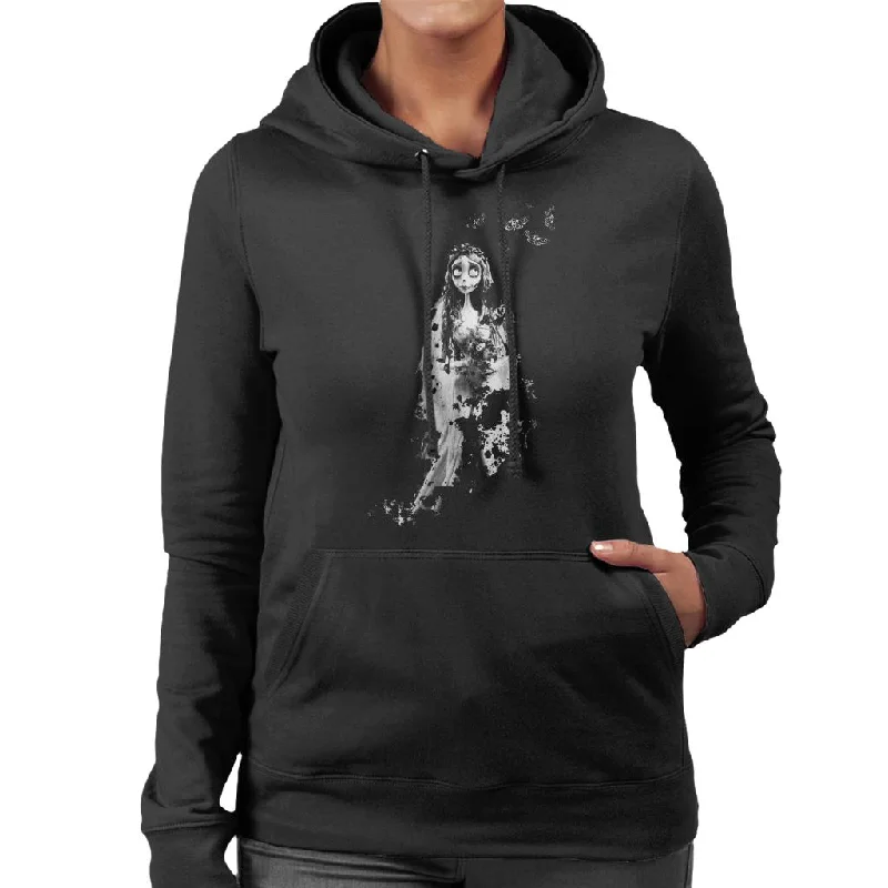 Corpse Bride Emily Butterflies Women's Hooded Sweatshirt Hoodie with Stripes Bold Sporty