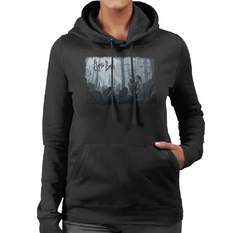 Corpse Bride Victor Van Dort Running From Emily Women's Hooded Sweatshirt Hoodie with Button Classic Timeless