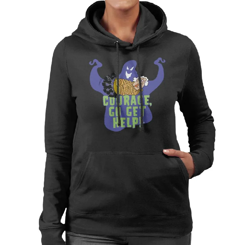 Courage The Cowardly Dog Halloween Muriel Go Get Help Women's Hooded Sweatshirt Hoodie with Slit Hem Functional Movement