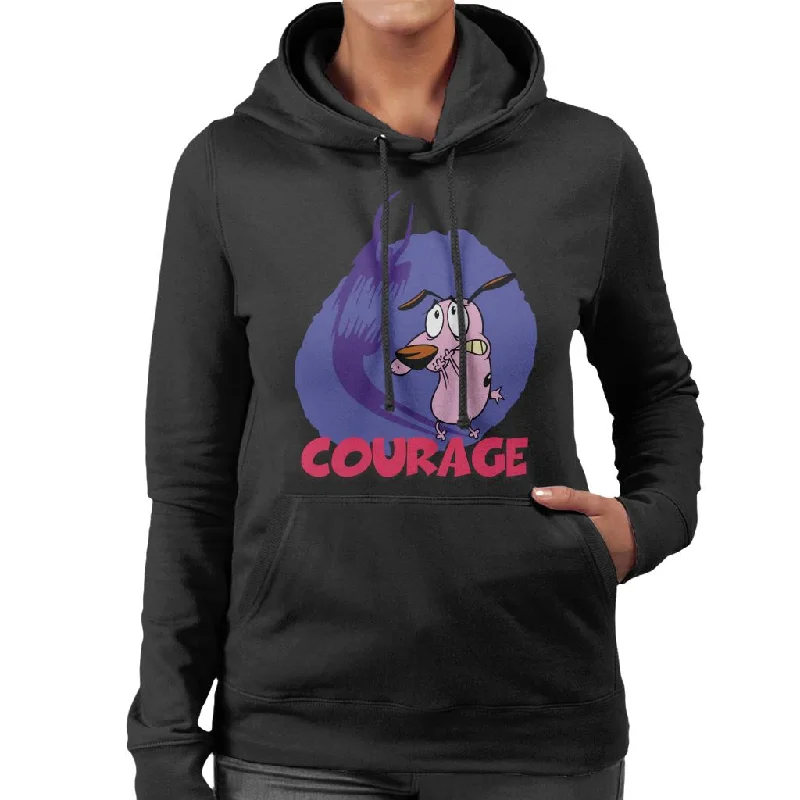 Courage The Cowardly Dog Halloween Scary Shadow Women's Hooded Sweatshirt Hoodie with Button Placket Classic Preppy