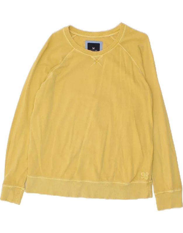 CREW CLOTHING Womens Sweatshirt Jumper UK 16 Large  Yellow Cotton Hoodie Dress Longline Feminine