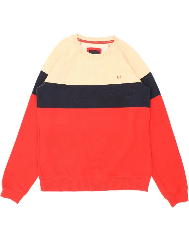 CREW CLOTHING Womens Sweatshirt Jumper UK 8 Small Red Colourblock Cotton Hoodie with Full-Zip Functional Layering