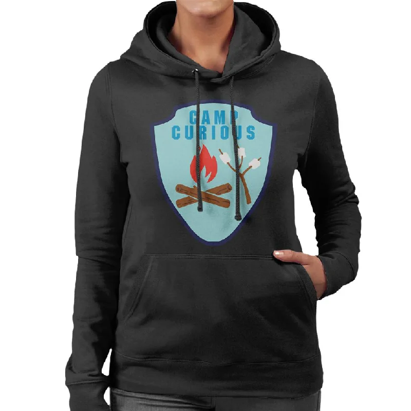 Curious George Camp Curious Women's Hooded Sweatshirt Hoodie with Raw Hem Edgy Unfinished