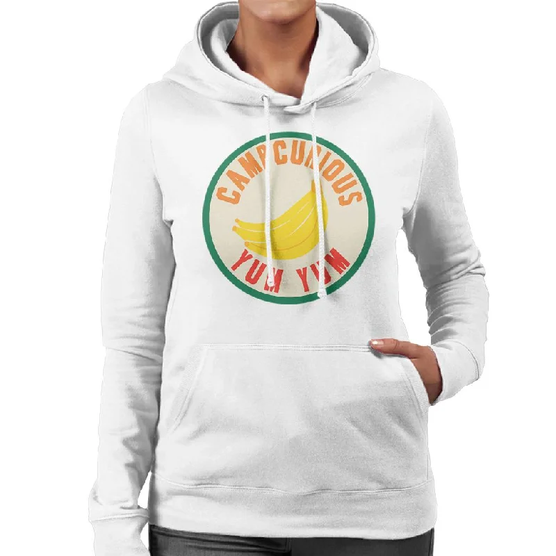 Curious George Camp Curious Yum Yum Women's Hooded Sweatshirt Hoodie with Monochrome Minimalist Simple