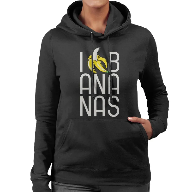 Curious George I Love Bananas Women's Hooded Sweatshirt Hoodie with Batwing Sleeves Loose Dramatic