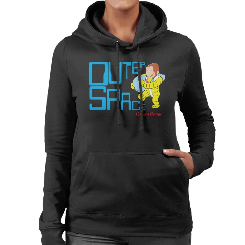 Curious George Outer Space Women's Hooded Sweatshirt Hoodie with Gradient Ombre Colorful