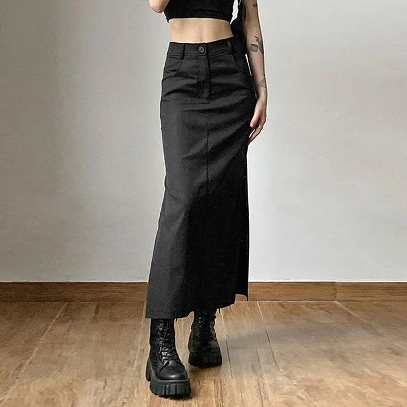 Dark Academia Side Slit Maxi Skirt chiffon skirt delicate