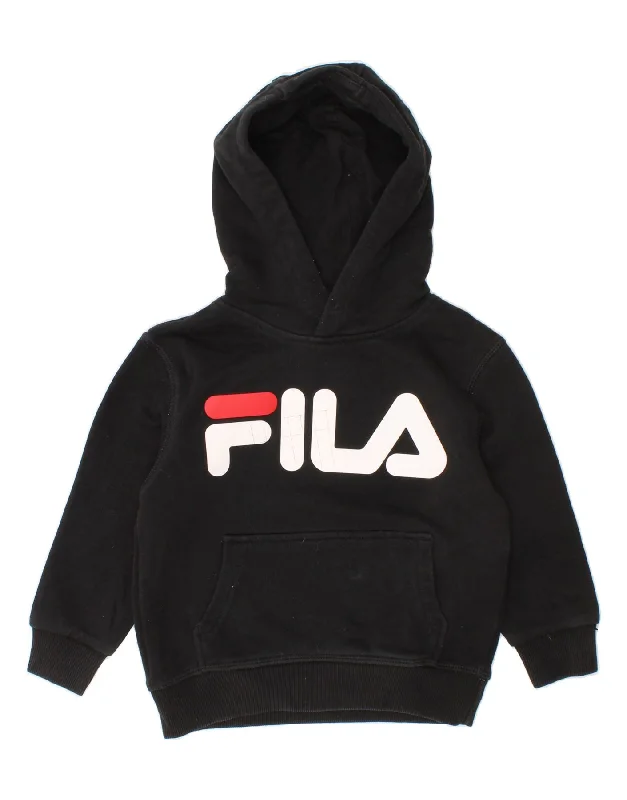 FILA Baby Boys Graphic Hoodie Jumper 18-24 Months Black Cotton Hoodie with Drawcord Adjustable Secure