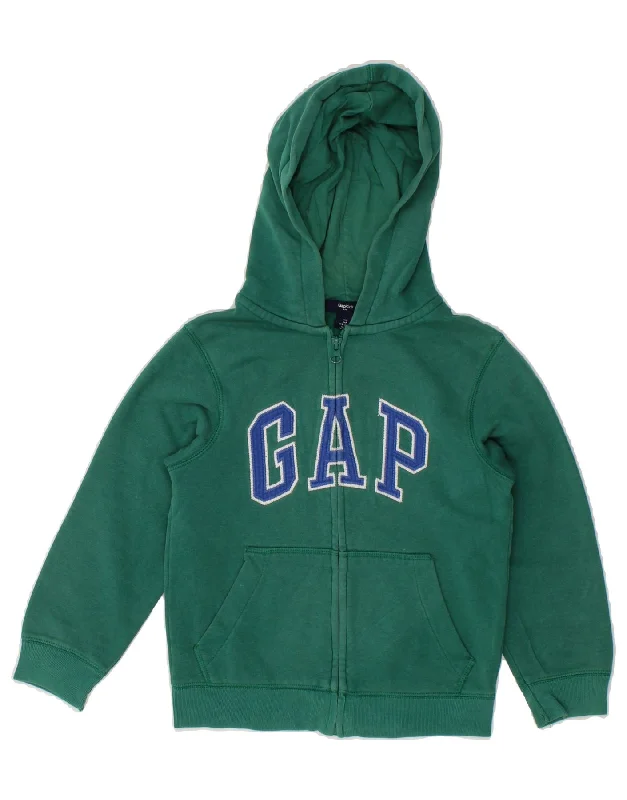 GAP Boys Graphic Zip Hoodie Sweater 6-7 Years  Green Cotton Hoodie with Full-Zip Functional Layering