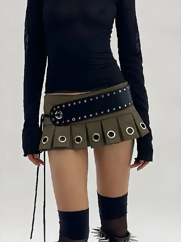 Grunge Belted Extra Mini Skirt denim skirt classic