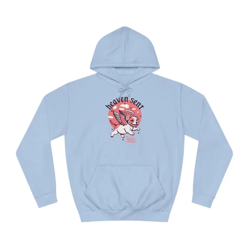 Heaven Sent | Unisex College Hoodie Hoodie with Hem Patch Decorative Personalized