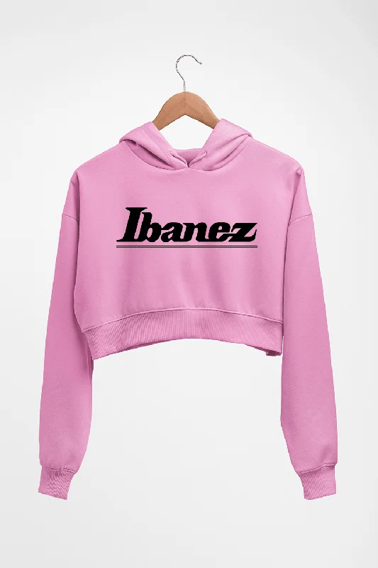 Ibanez Guitar Crop HOODIE FOR WOMEN Hoodie with Hem Patch Decorative Personalized