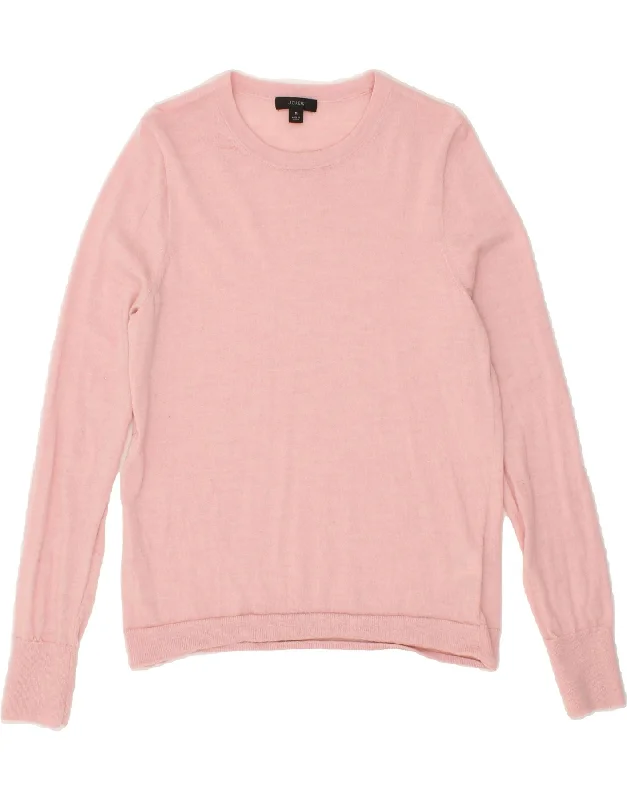 J. CREW Womens Sweatshirt Jumper UK 12 Medium Pink Merino Wool Hoodie Crop Top Short Trendy