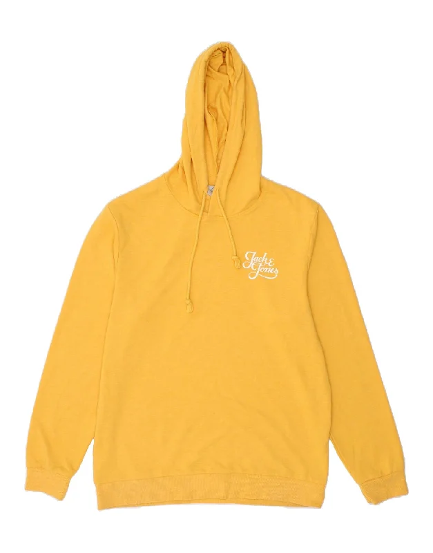 JACK & JONES Mens Hoodie Jumper XL Yellow Polyester Hoodie with Velcro Closure Adjustable Secure