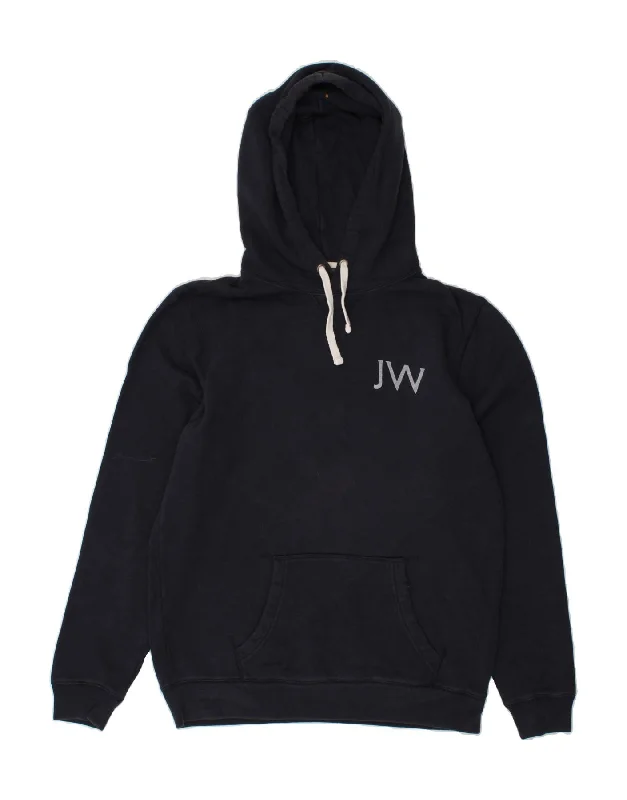 JACK WILLS Mens Graphic Hoodie Jumper Medium Navy Blue Cotton Hoodie with Elastic Cuffs Stretchable Comfortable