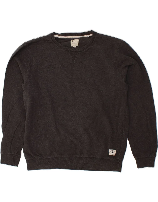 JACK WILLS Mens Sweatshirt Jumper Large Grey Cotton Hoodie with Side Slits Relaxed Casual