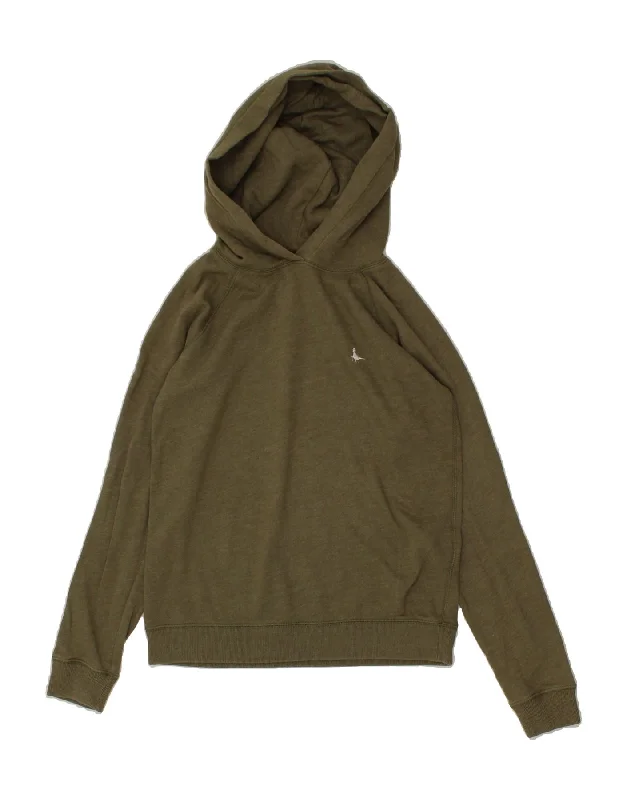 JACK WILLS Womens Hoodie Jumper UK 8 Small Khaki Cotton Hoodie Jacket Zipper Layering