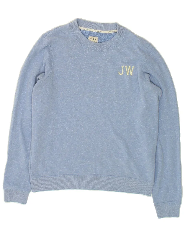 JACK WILLS Womens Sweatshirt Jumper UK 12 Medium Blue Flecked Cotton Hoodie with Full-Zip Functional Layering