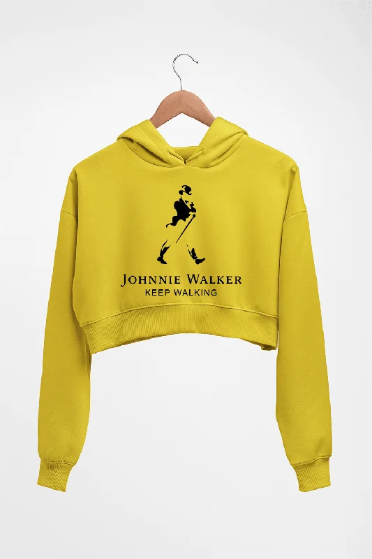 Johnnie Walker Crop HOODIE FOR WOMEN Hoodie with Front Slit Layering Stylish