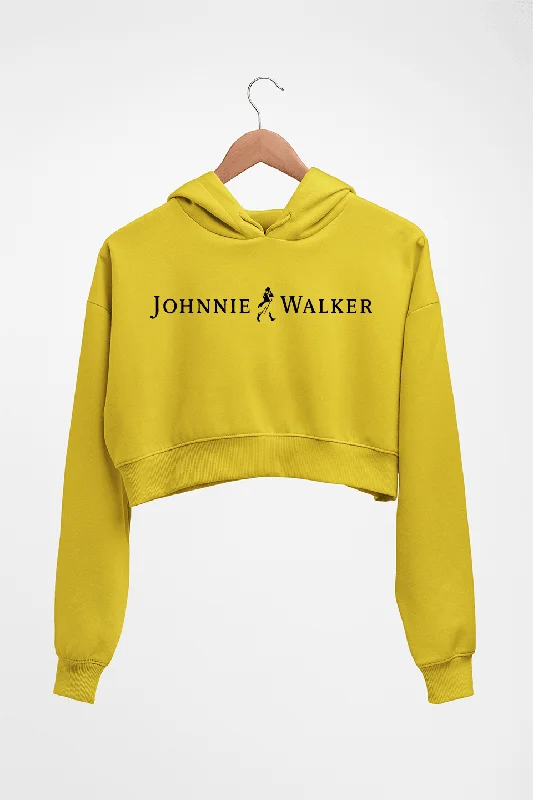 Johnnie Walker Crop HOODIE FOR WOMEN Zip Hoodie Drawstring Kangaroo Pocket