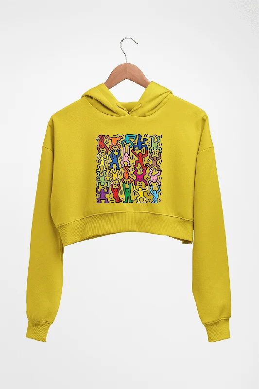 Keith Haring Funny Crop HOODIE FOR WOMEN Hoodie with Toggle Buttons Decorative Unique