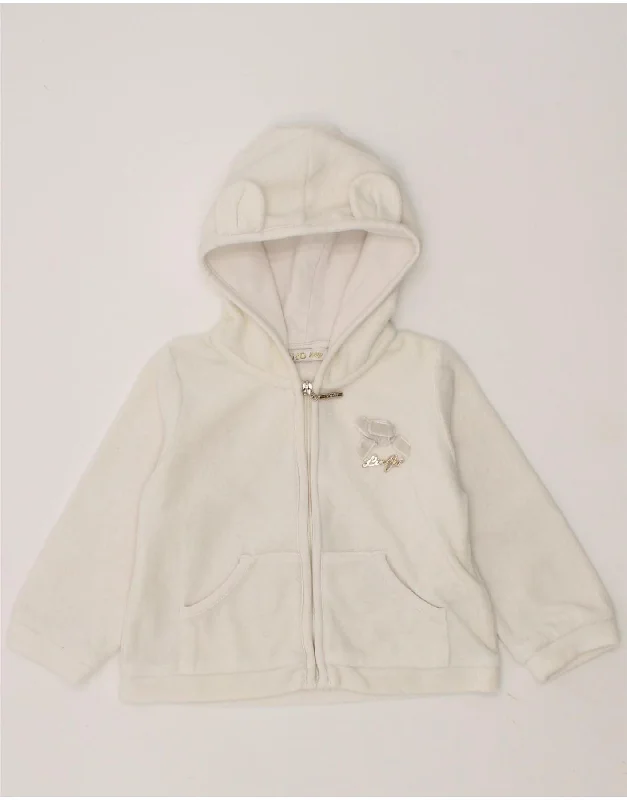 LIU JO Baby Girls Zip Hoodie Sweater 6-9 Months White Cotton Oversized Hoodie Comfort Casual