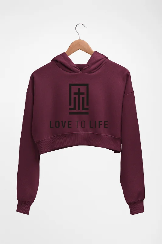 Love To Life Crop HOODIE FOR WOMEN Hoodie with Front Slit Layering Stylish