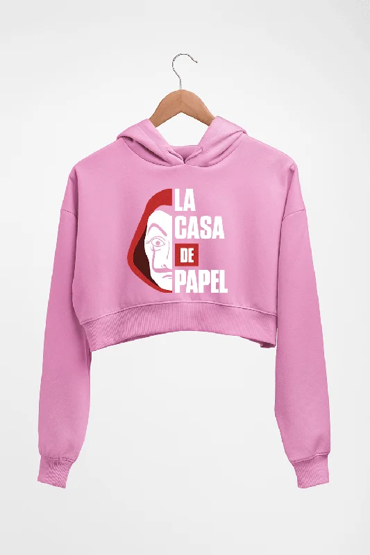 Money Heist Crop HOODIE FOR WOMEN Hoodie with Applique Textured Unique