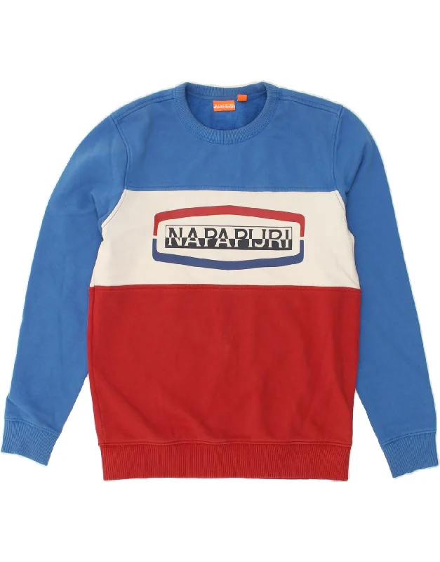 NAPAPIJRI Mens Graphic Sweatshirt Jumper Small Multicoloured Cotton Hoodie with Batwing Sleeves Loose Dramatic