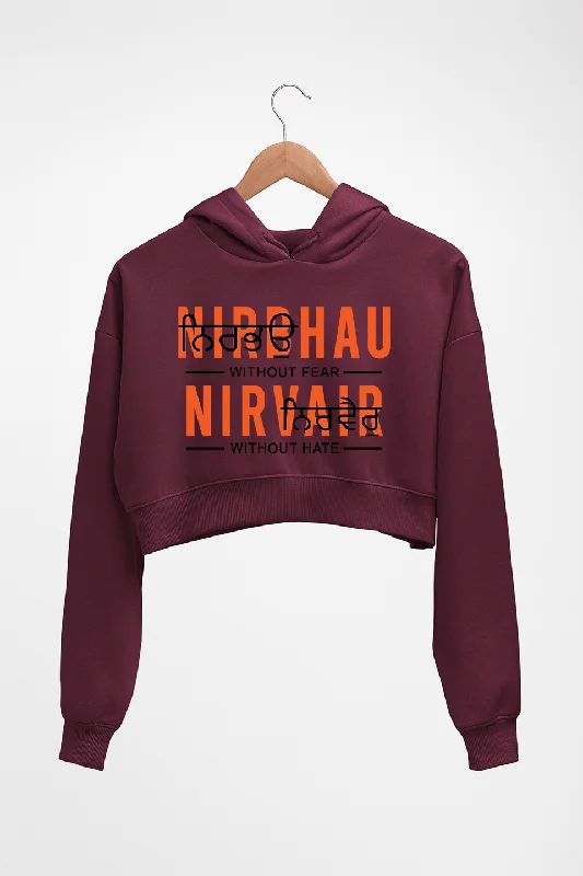 Nirbhau Nirvair Crop HOODIE FOR WOMEN Hoodie with Print Artistic Unique