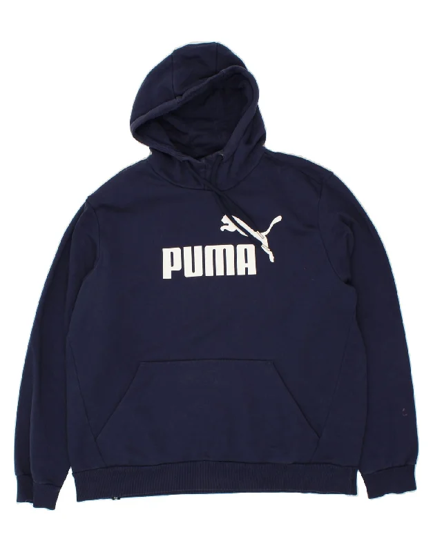PUMA Mens Graphic Hoodie Jumper XL Navy Blue Hoodie with Contrast Stitching Detailed Premium